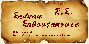 Radman Rabovjanović vizit kartica